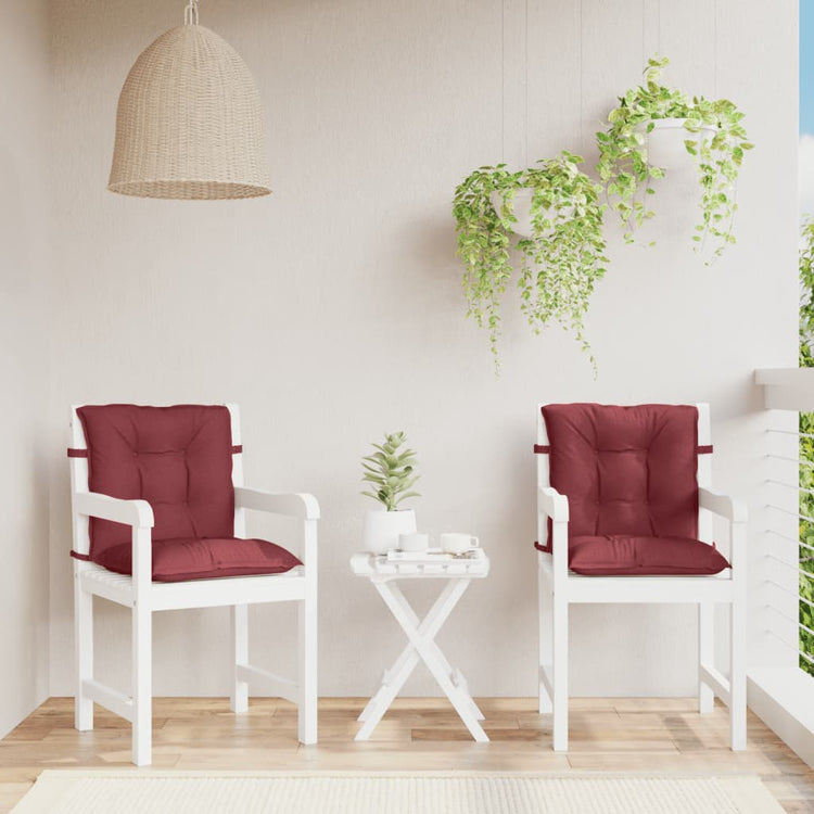 Vidaxl Stuhlkissen 2 Stcs Low Rücken 100x50x7 cm Stoff Mischwein rot