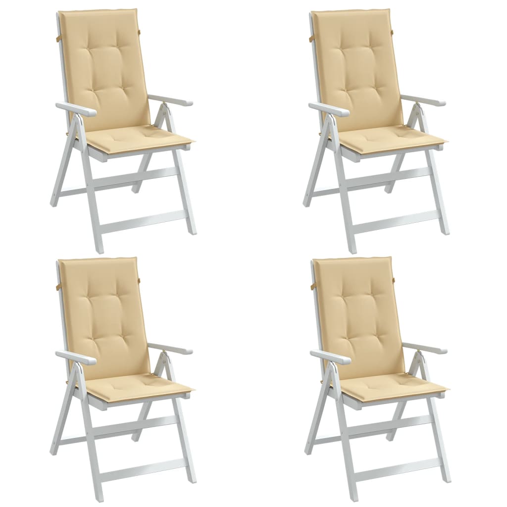 VIDAXL -Stuhlkissen 4 ST High Rücken 120 x 50 x 4 cm Stoff gemischt Beige