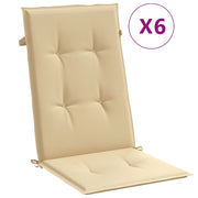 VIDAXL -Stuhlkissen 6 ST High Rücken 120 x 50 x 4 cm Stoff gemischt Beige - afbeelding 2