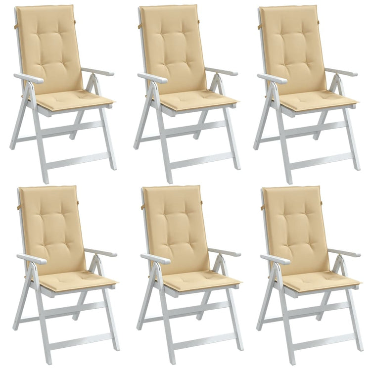 VIDAXL -Stuhlkissen 6 ST High Rücken 120 x 50 x 4 cm Stoff gemischt Beige