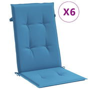 VIDAXL -Stuhlkissen 6 ST High Rücken 120x50x4 cm Stoff gemischt blau - afbeelding 2