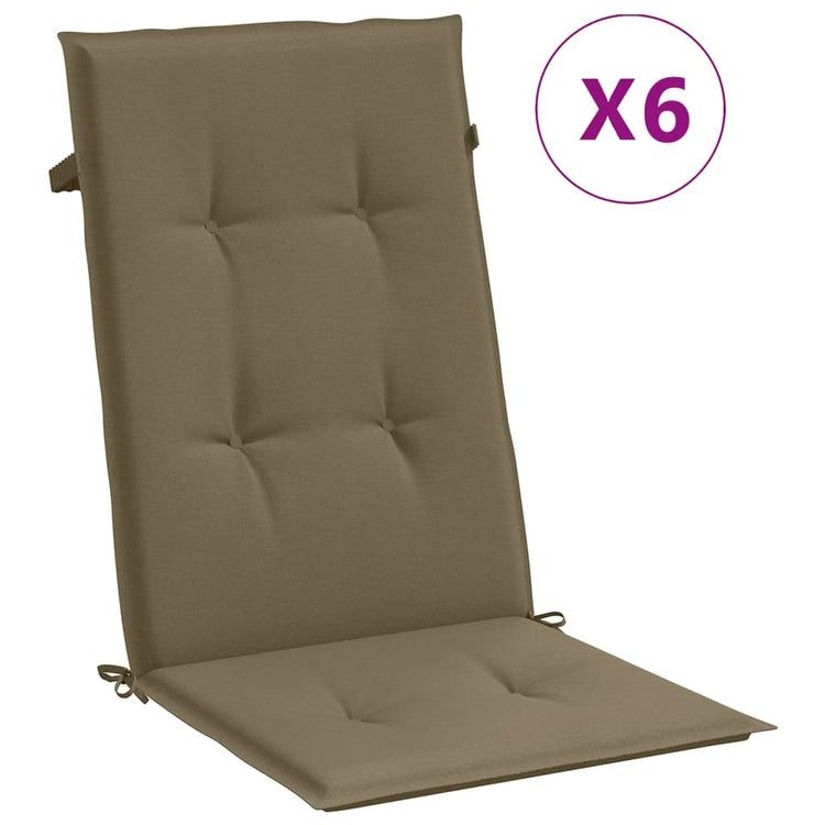 VIDAXL -Stuhlkissen 6 ST High Rücken 120x50x4 cm Stoff gemischt Taupe