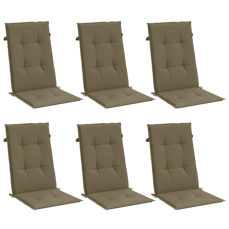 VIDAXL -Stuhlkissen 6 ST High Rücken 120x50x4 cm Stoff gemischt Taupe