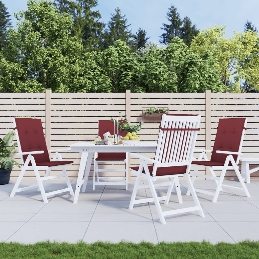 VIDAXL STUHR Kissen 4 ST High Rücken 120 x 50 x 4 cm Stoff Mischwein rot