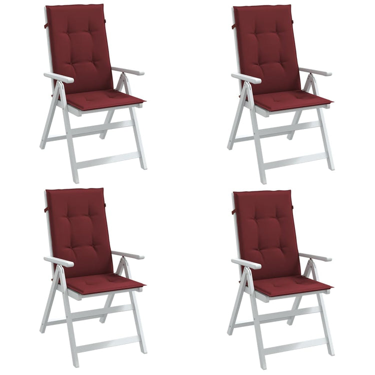 VIDAXL STUHR Kissen 4 ST High Rücken 120 x 50 x 4 cm Stoff Mischwein rot