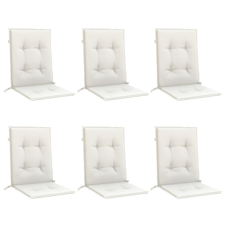Vidaxl -Stuhlkissen 6 Stcs Low Rücken 100x50x4 cm Mischcreme Mischcreme