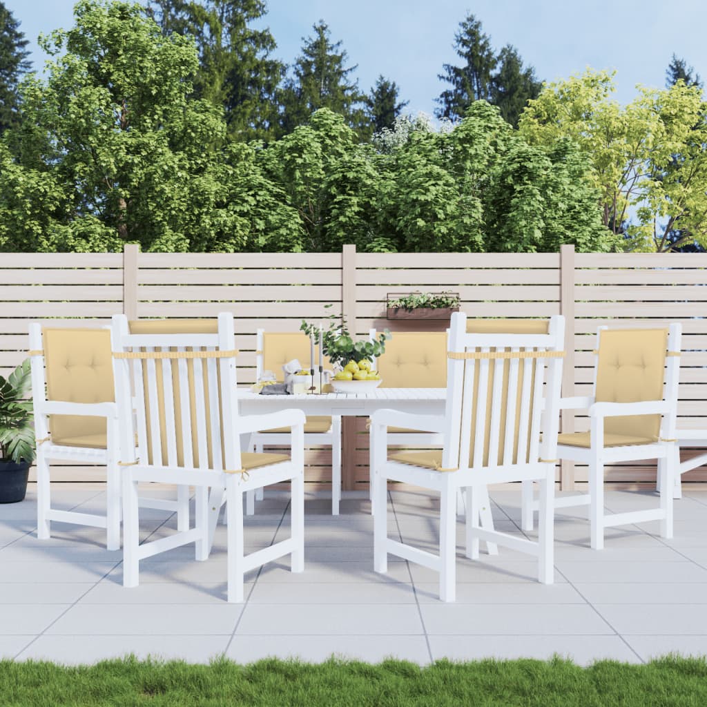 VIDAXL -Stuhlkissen 6 Stcs Low Rücken 100x50x4 cm Stoff gemischt Beige