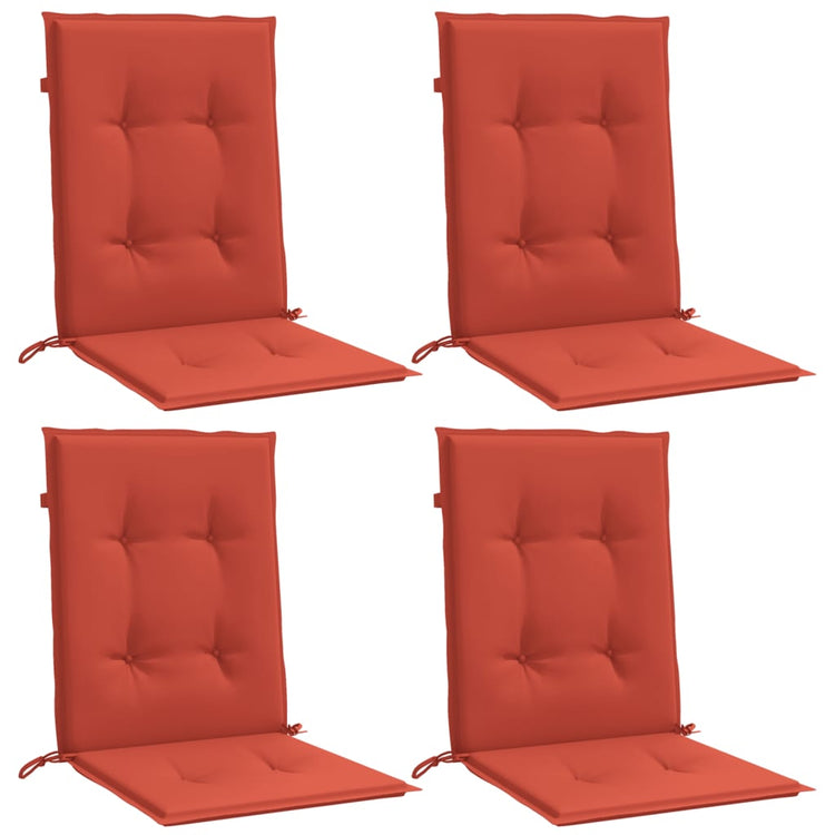 Vidaxl -Stuhlkissen 4 Stcs Low Rücken 100x50x4 cm Stoff gemischt rot