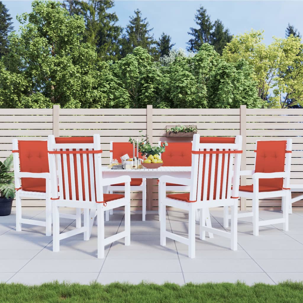 VIDAXL -Stuhlkissen 6 Stcs Low Rücken 100x50x4 cm Stoff gemischt rot