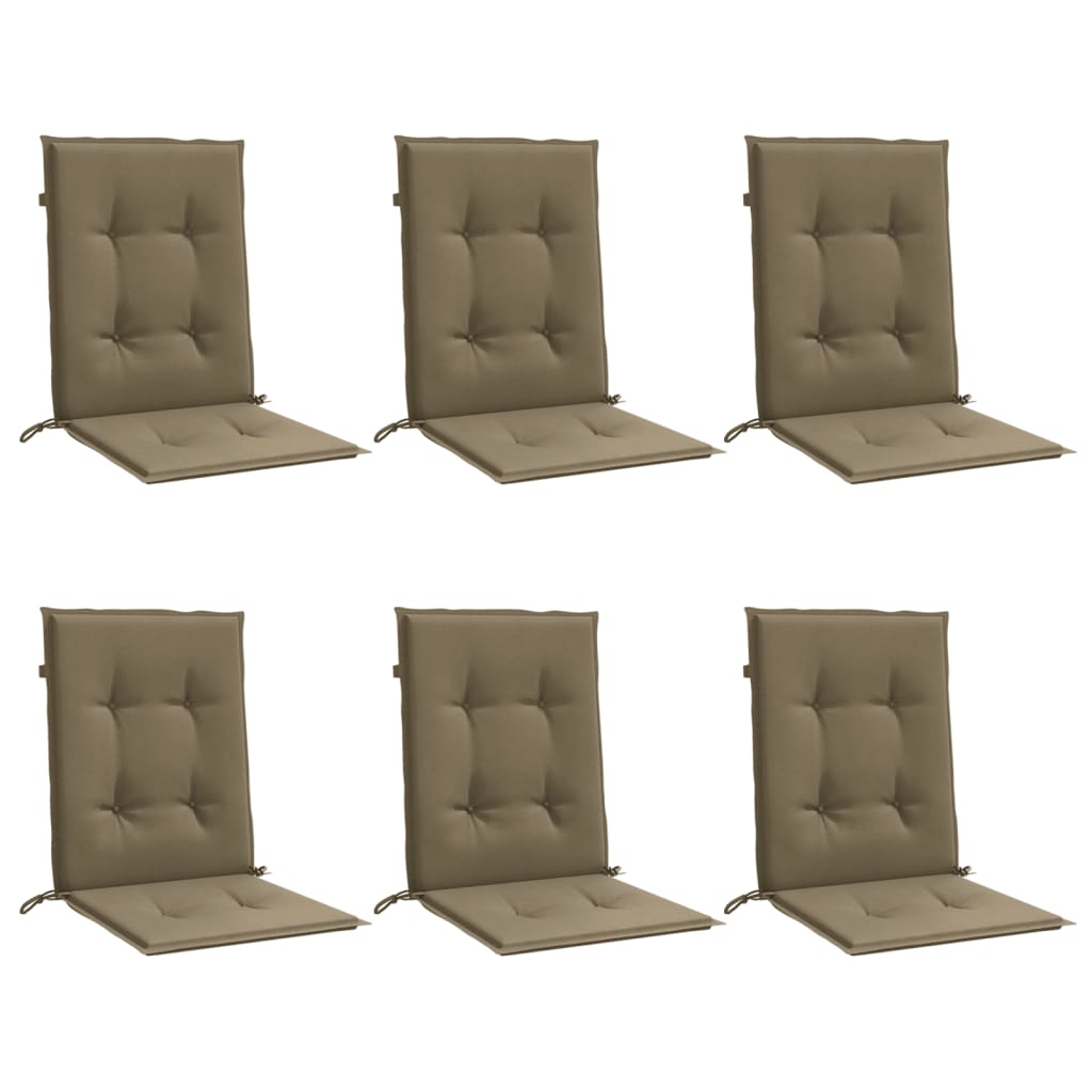 VIDAXL -Stuhlkissen 6 Stcs Low Rücken 100x50x4 cm Stoff gemischt Taupe