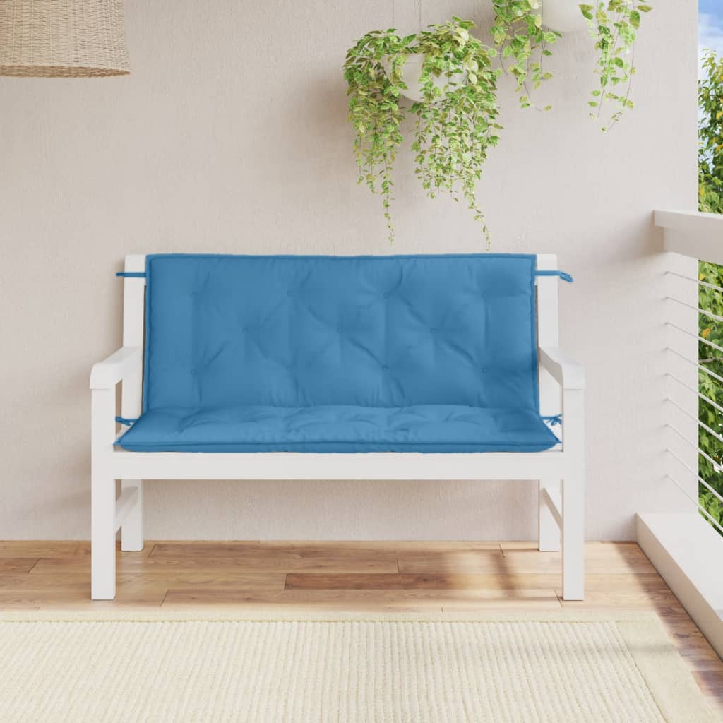 Vidaxl Gartenbankkissen 2 Stcs 120x50x7 cm Stoff gemischt blau