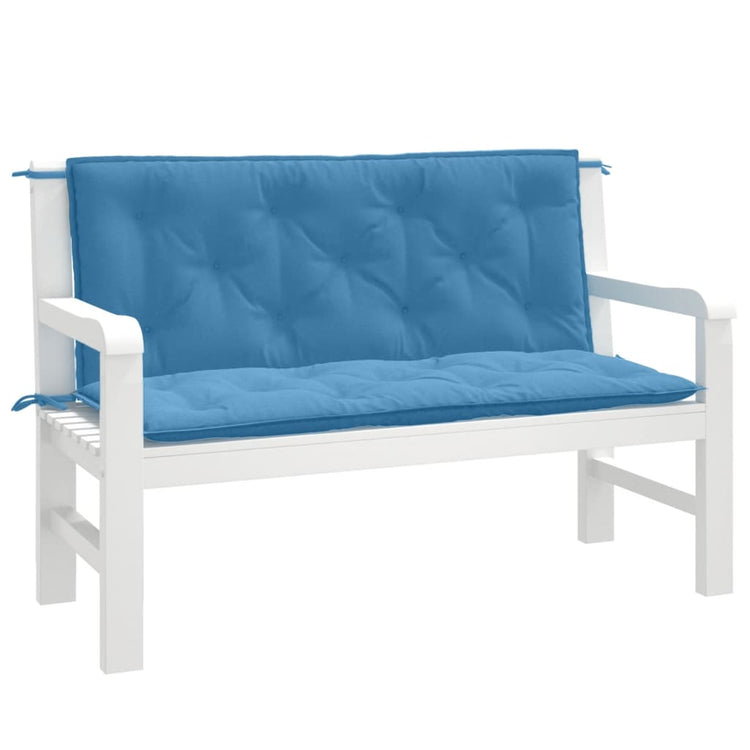Vidaxl Gartenbankkissen 2 Stcs 120x50x7 cm Stoff gemischt blau