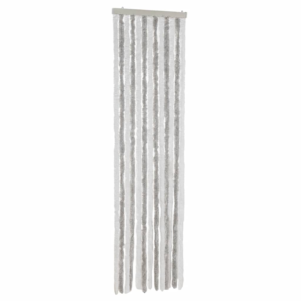 Vidaxx Fliegenvorhang 56x185 cm Chenille Hellgrau und Weiß