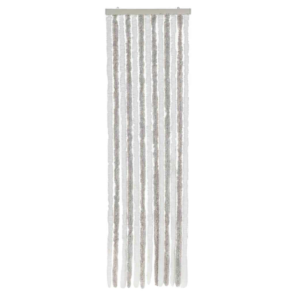 Vidaxx Fliegenvorhang 56x185 cm Chenille Hellgrau und Weiß