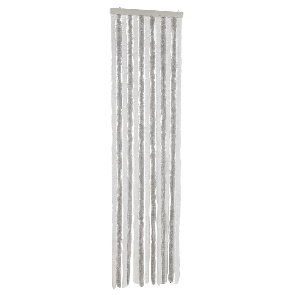 Vidaxx Fliegenvorhang 56x200 cm Chenille Hellgrau und Weiß