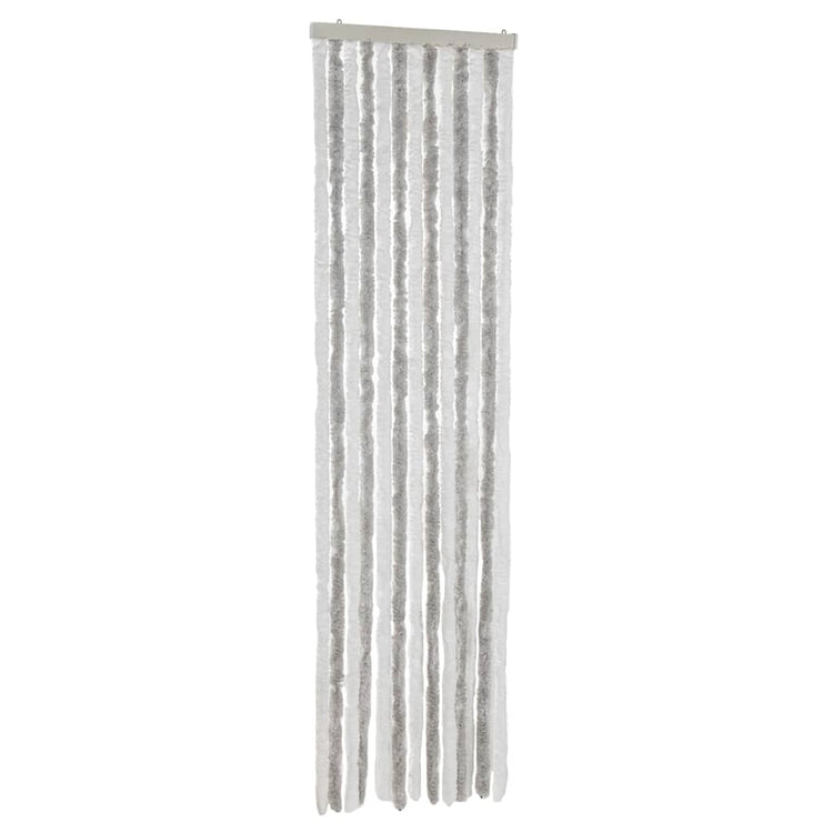Vidaxx Fliegenvorhang 56x200 cm Chenille Hellgrau und Weiß