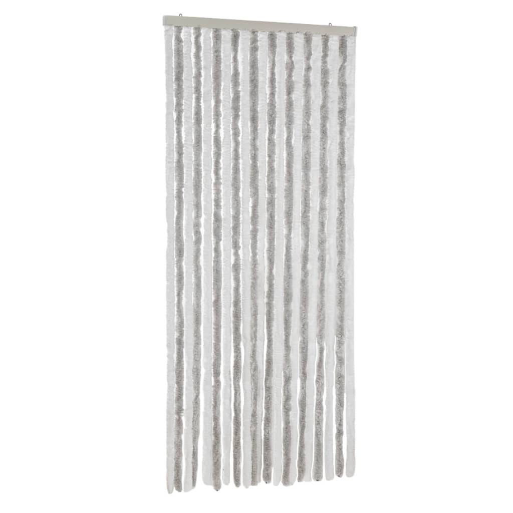 Vidaxl Fly Vorhang 90x200 cm Chenille hellgrau und weiß