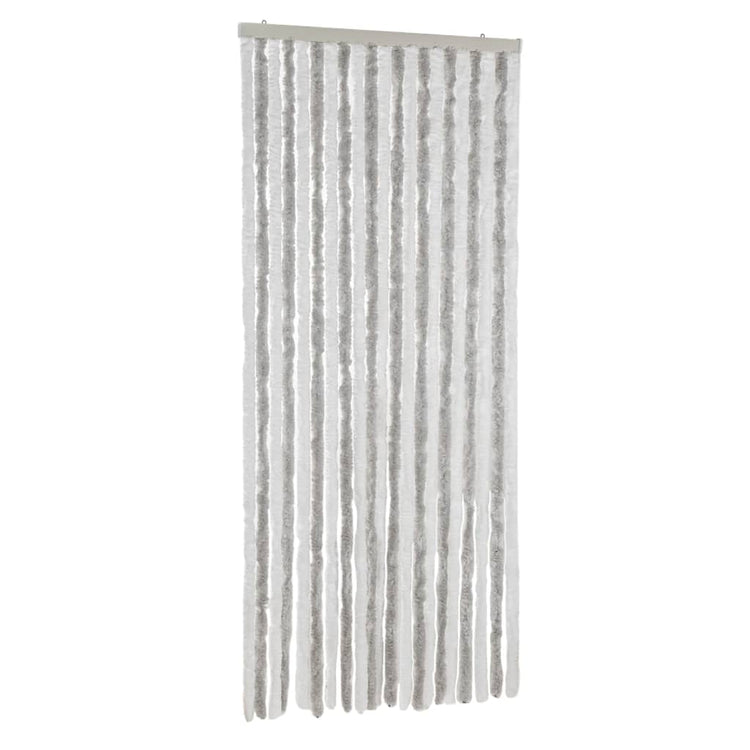 Vidaxl Fly Vorhang 90x200 cm Chenille hellgrau und weiß