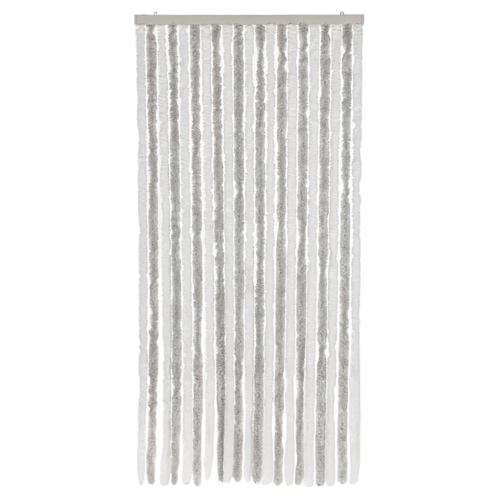 Vidaxl Fly Vorhang 90x200 cm Chenille hellgrau und weiß