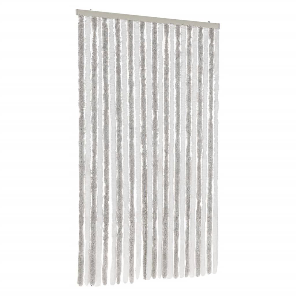 Vidaxl Fly Vorhang 100x200 cm Chenille hellgrau und weiß
