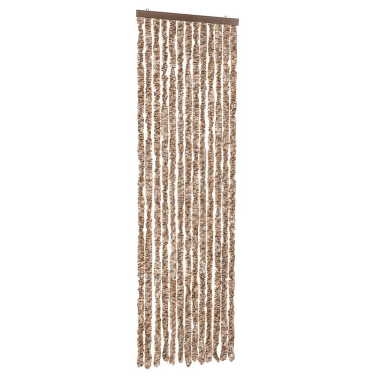 Vidaxl Fly Vorhang 56x185 cm Chenille Beige und dunkelbraun