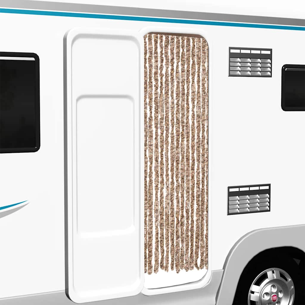 Vidaxl Fly Vorhang 56x200 cm Chenille Beige und dunkelbraun