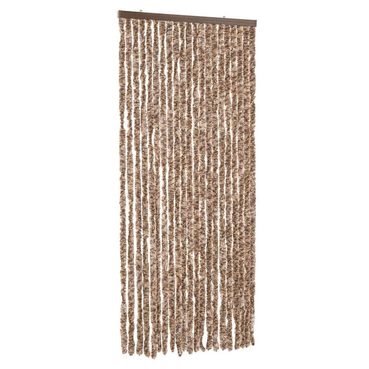 Vidaxl Fly Vorhang 90x200 cm Chenille Beige und dunkelbraun