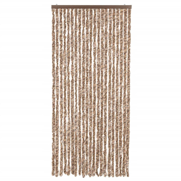 Vidaxl Fly Vorhang 90x200 cm Chenille Beige und dunkelbraun