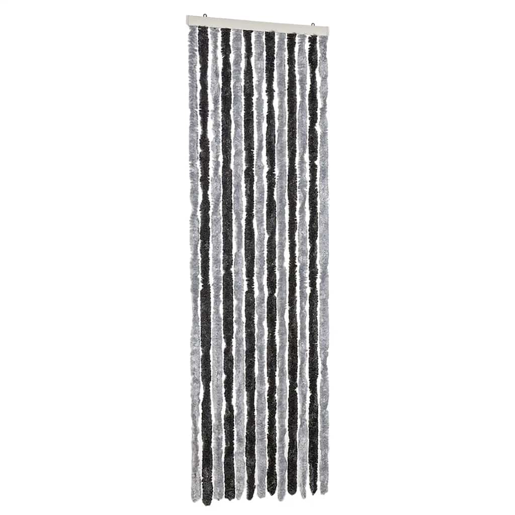 Vidaxl Fly Vorhang 56x200 cm Chenille grau und schwarz
