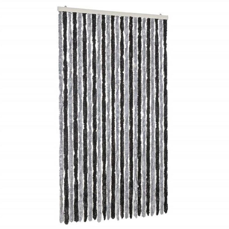 Vidaxl Fly Vorhang 100x230 cm Chenille grau und schwarz