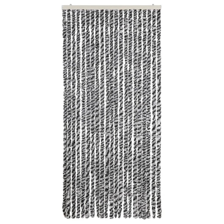 Vidaxl Fly Vorhang 90x220 cm Chenille grau und schwarz und weiß