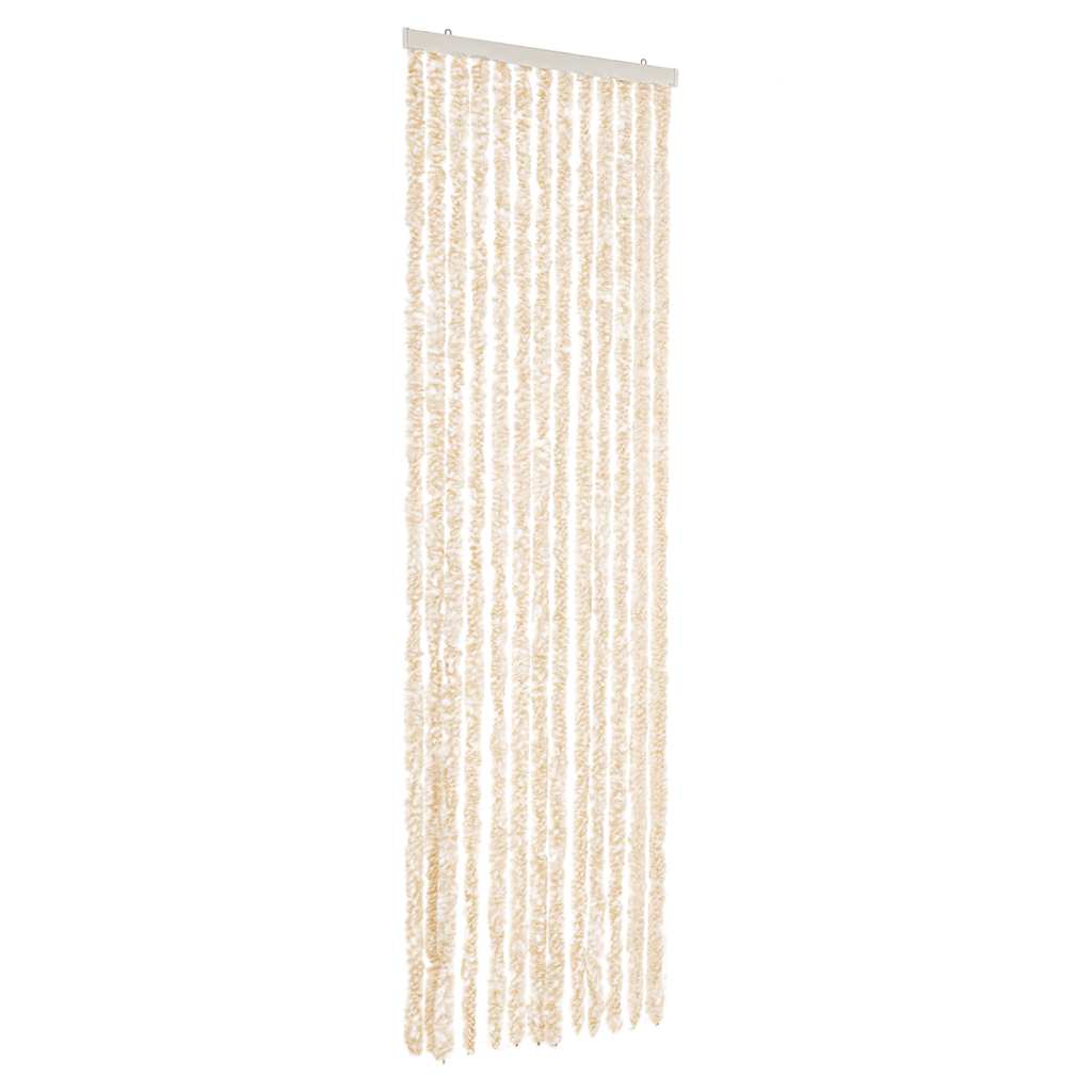 Vidaxl Fly Vorhang 56x200 cm Chenille Beige und Weiß