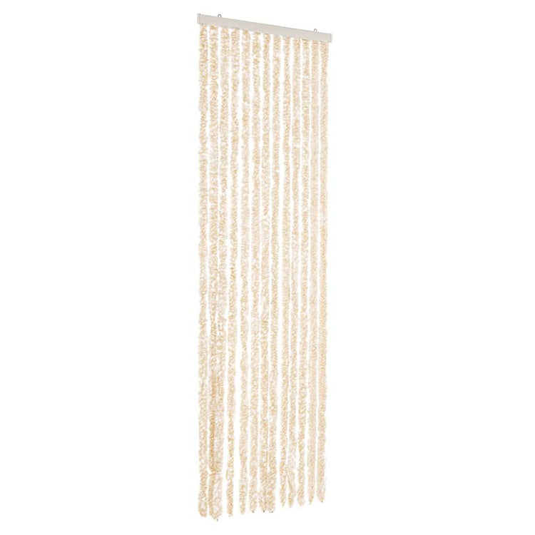 Vidaxl Fly Vorhang 56x200 cm Chenille Beige und Weiß