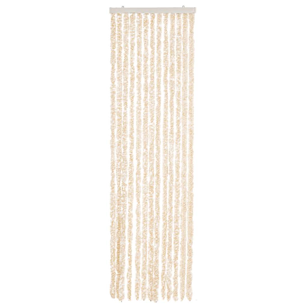 Vidaxl Fly Vorhang 56x200 cm Chenille Beige und Weiß