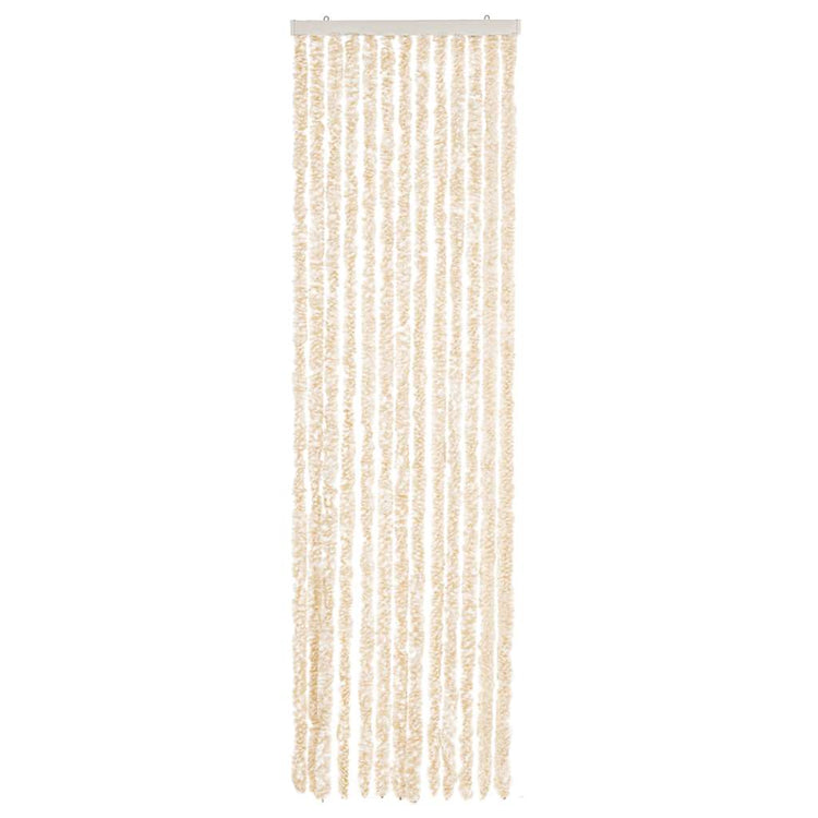 Vidaxl Fly Vorhang 56x200 cm Chenille Beige und Weiß