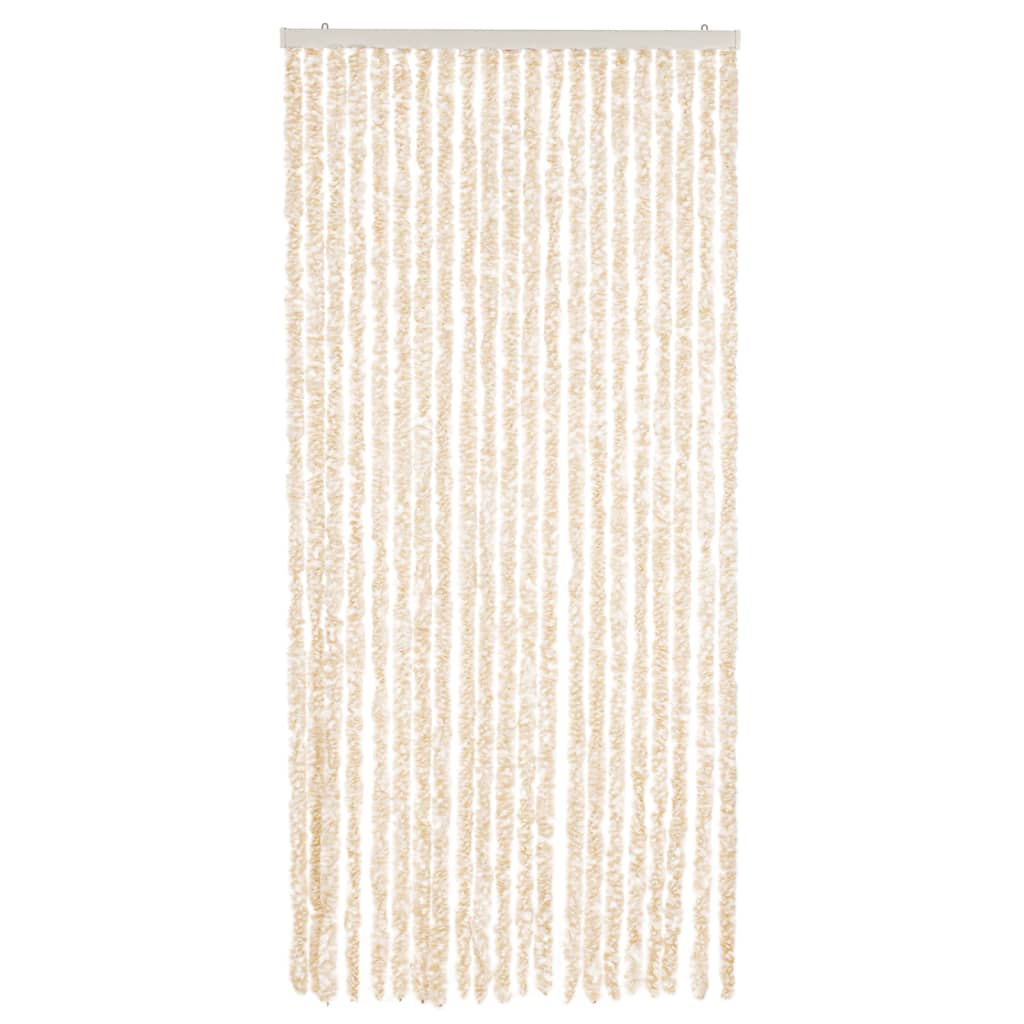 Vidaxl Fly Vorhang 90x200 cm Chenille Beige und Weiß