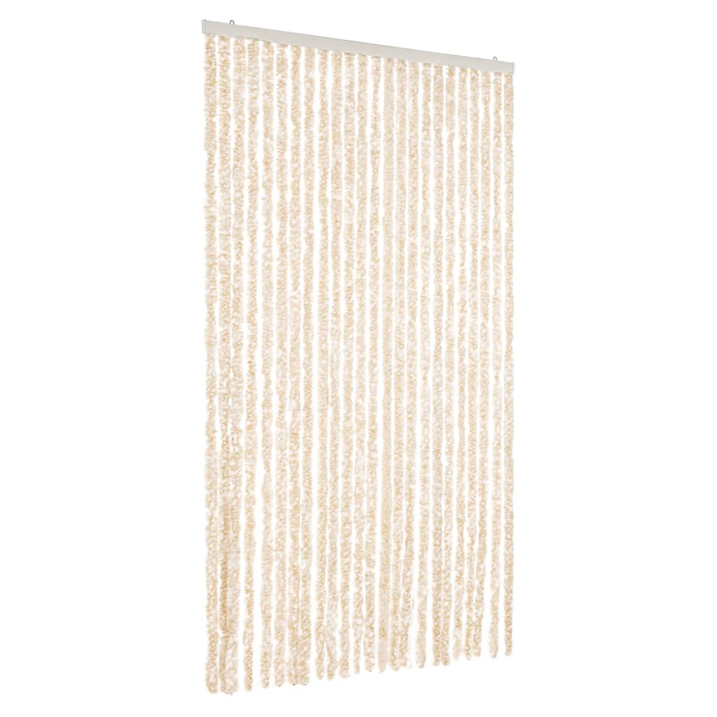 Vidaxl Fly Vorhang 100x200 cm Chenille Beige und Weiß