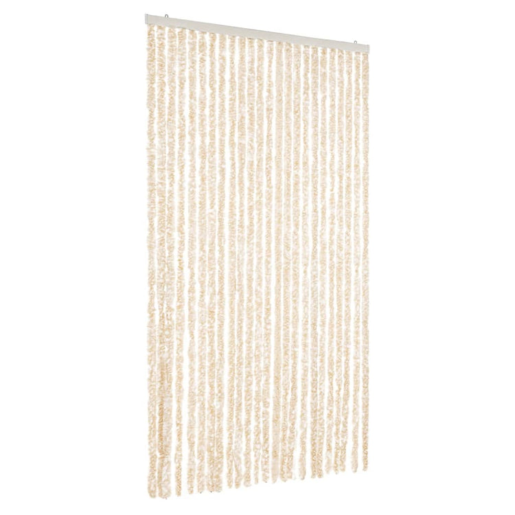 Vidaxl Fly Vorhang 100x200 cm Chenille Beige und Weiß