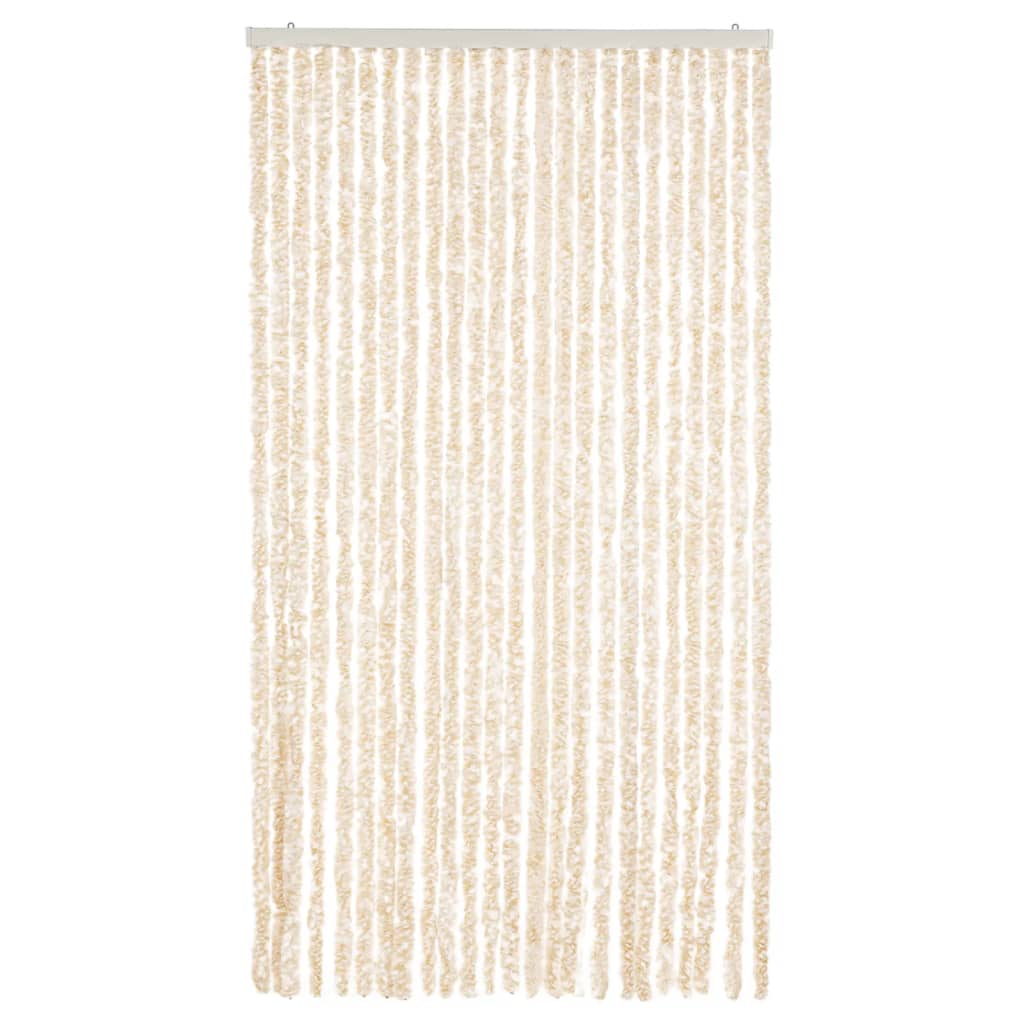 Vidaxl Fly Vorhang 100x200 cm Chenille Beige und Weiß