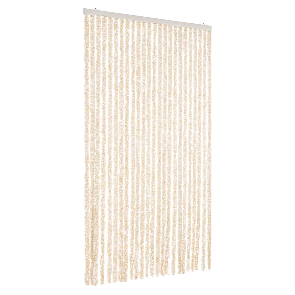Vidaxl Fly Vorhang 100x230 cm Chenille Beige und Weiß