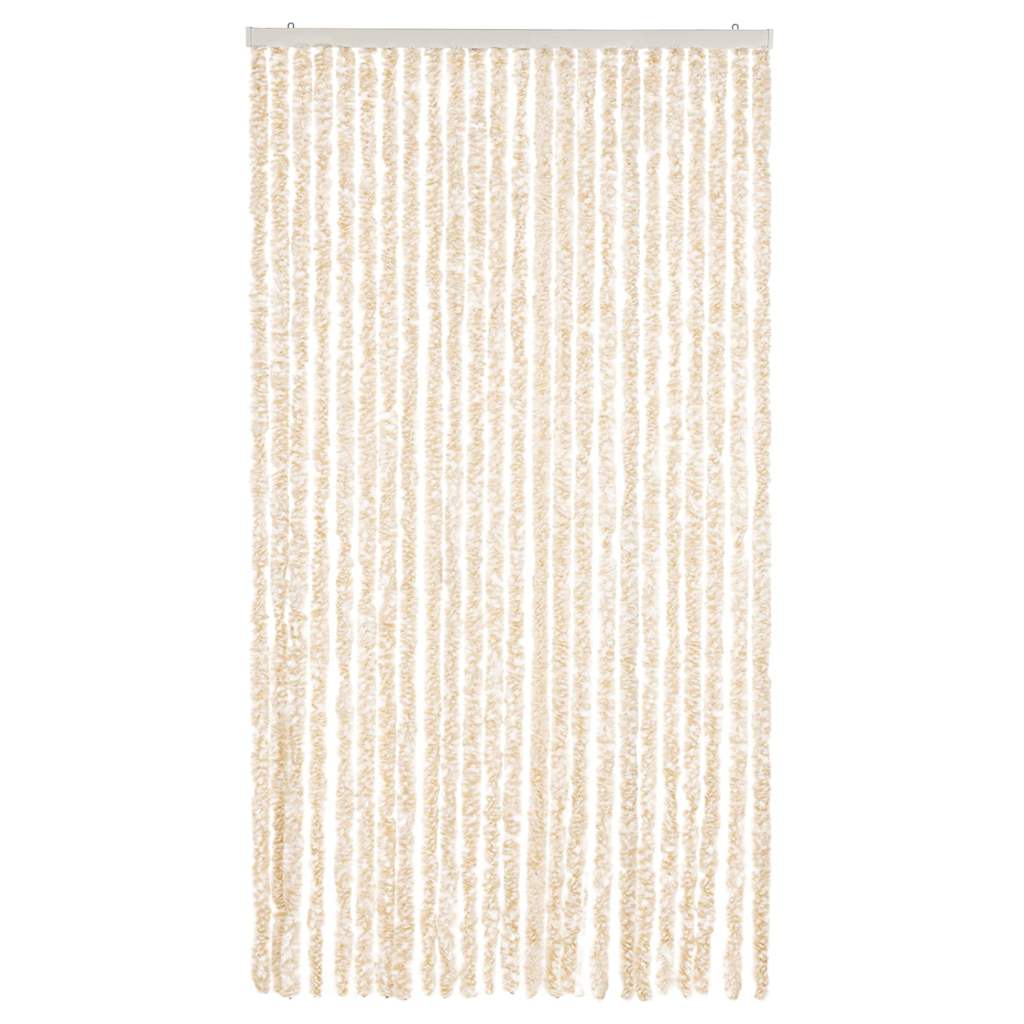 Vidaxl Fly Vorhang 100x230 cm Chenille Beige und Weiß
