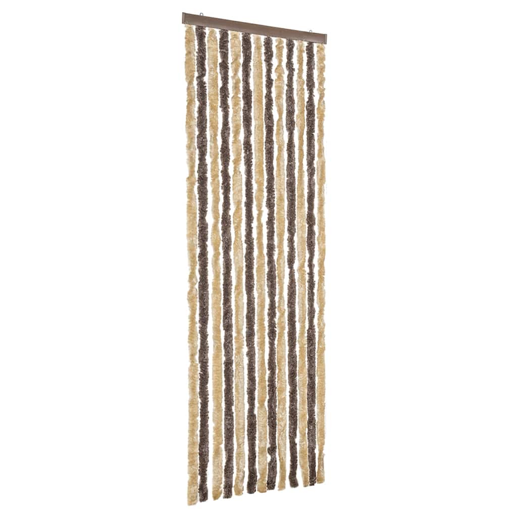 Vidaxl Fly Vorhang 56x185 cm Chenille dunkelbraun und beige
