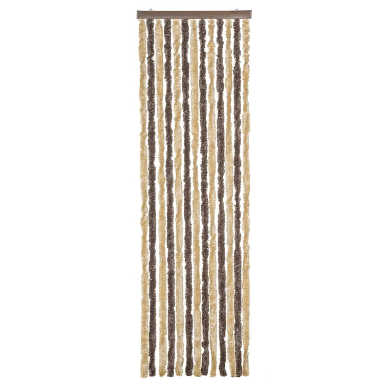 Vidaxl Fly Vorhang 56x185 cm Chenille dunkelbraun und beige