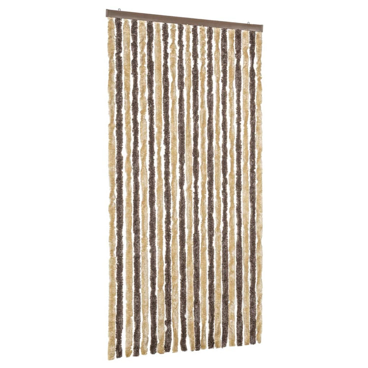 Vidaxl Fly Vorhang 90x220 cm Chenille dunkelbraun und beige