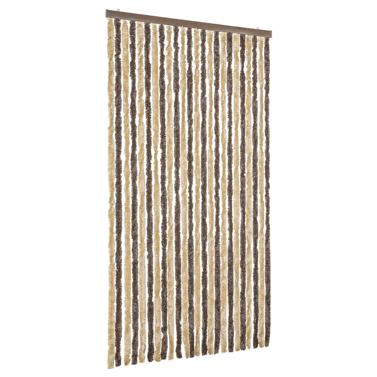 Vidaxl Fly Vorhang 100x220 cm Chenille Dunkelbraun und Beige
