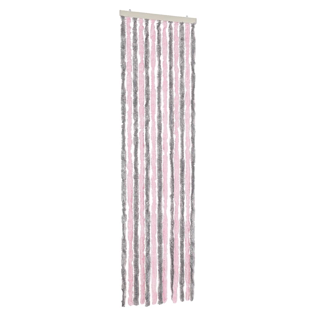 Vidaxl Fly Vorhang 56x185 cm Chenille Silbergrau und Rosa