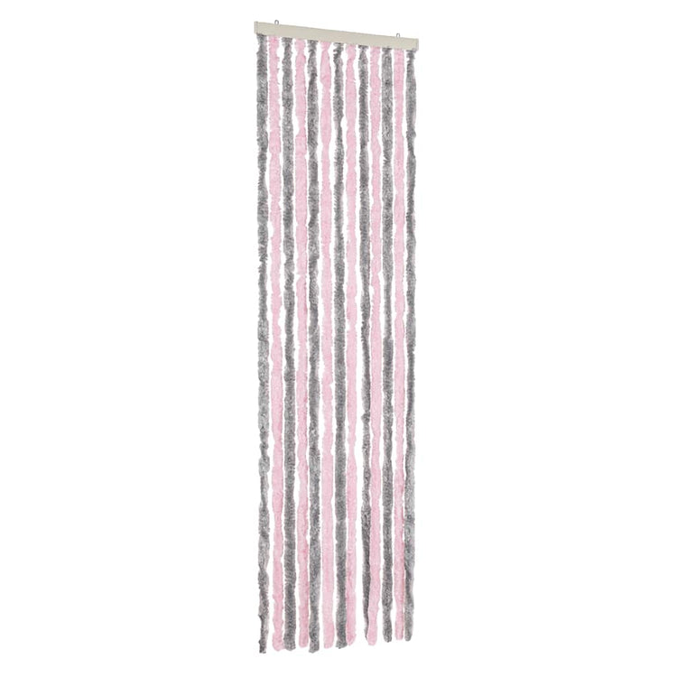 Vidaxl Fly Vorhang 56x185 cm Chenille Silbergrau und Rosa