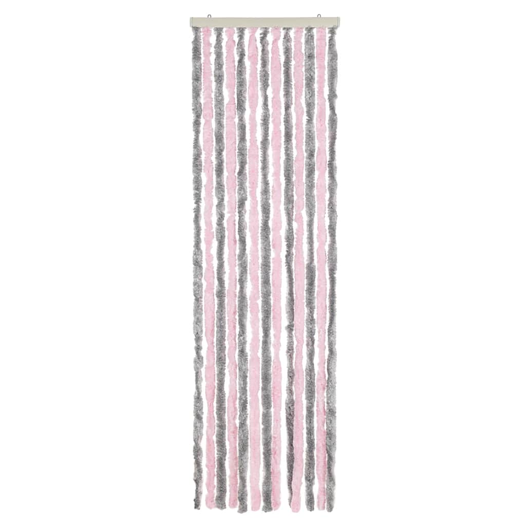 Vidaxl Fly Vorhang 56x185 cm Chenille Silbergrau und Rosa