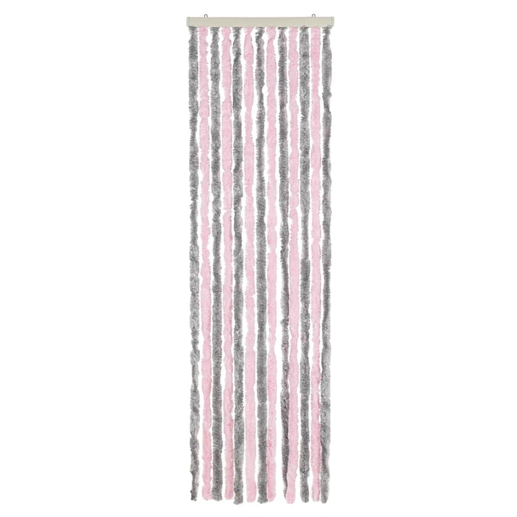 Vidaxl Fly Vorhang 56x185 cm Chenille Silbergrau und Rosa