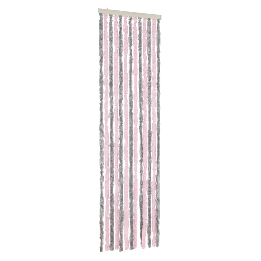 Vidaxl Fly Vorhang 56x200 cm Chenille Silbergrau und Rosa